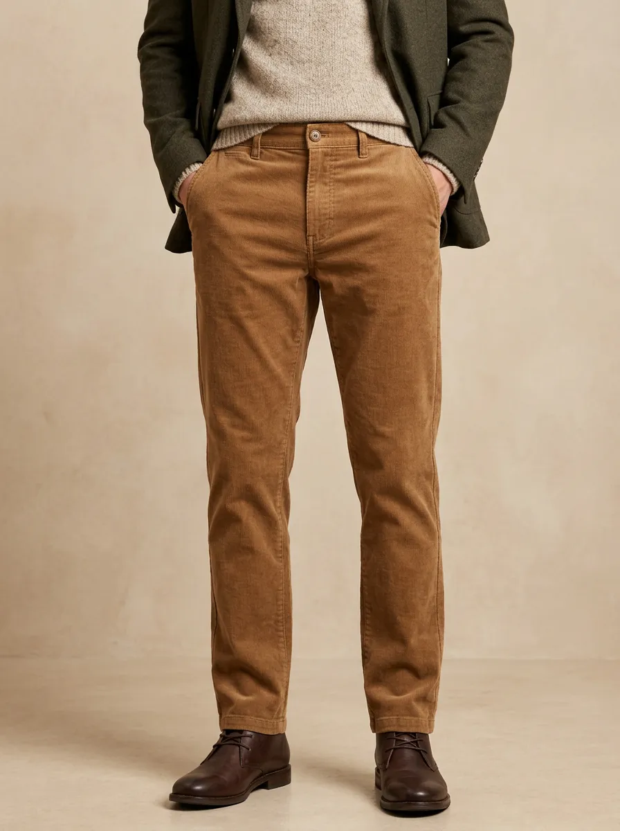 Men's Autumn Winter Casual Straight Corduroy Trousers