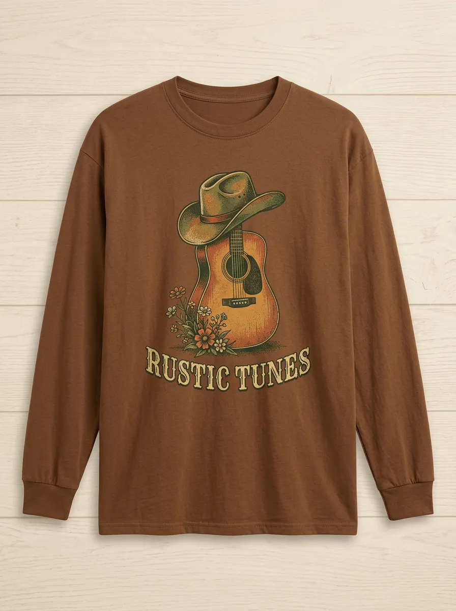 Guitar Floral Unisex Country Music Long-Sleeve Shirt