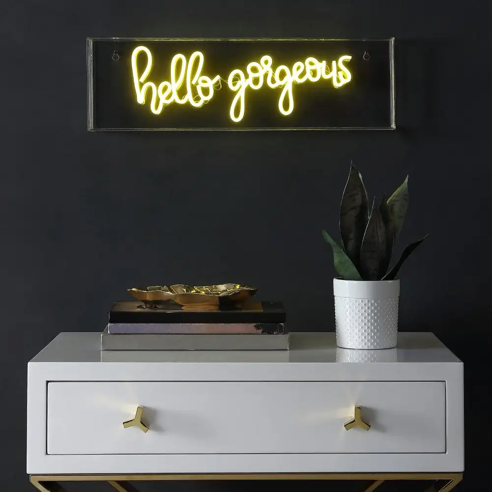 Contemporary Glam Acrylic Box USB Operated LED Neon Light