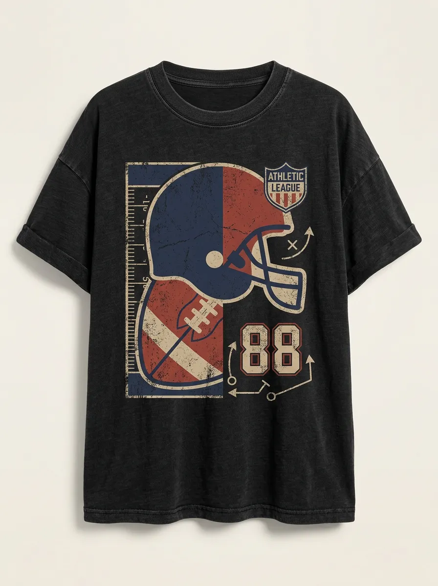Women's Football Fan Athletic League Helmet 88 Printed T-shirt