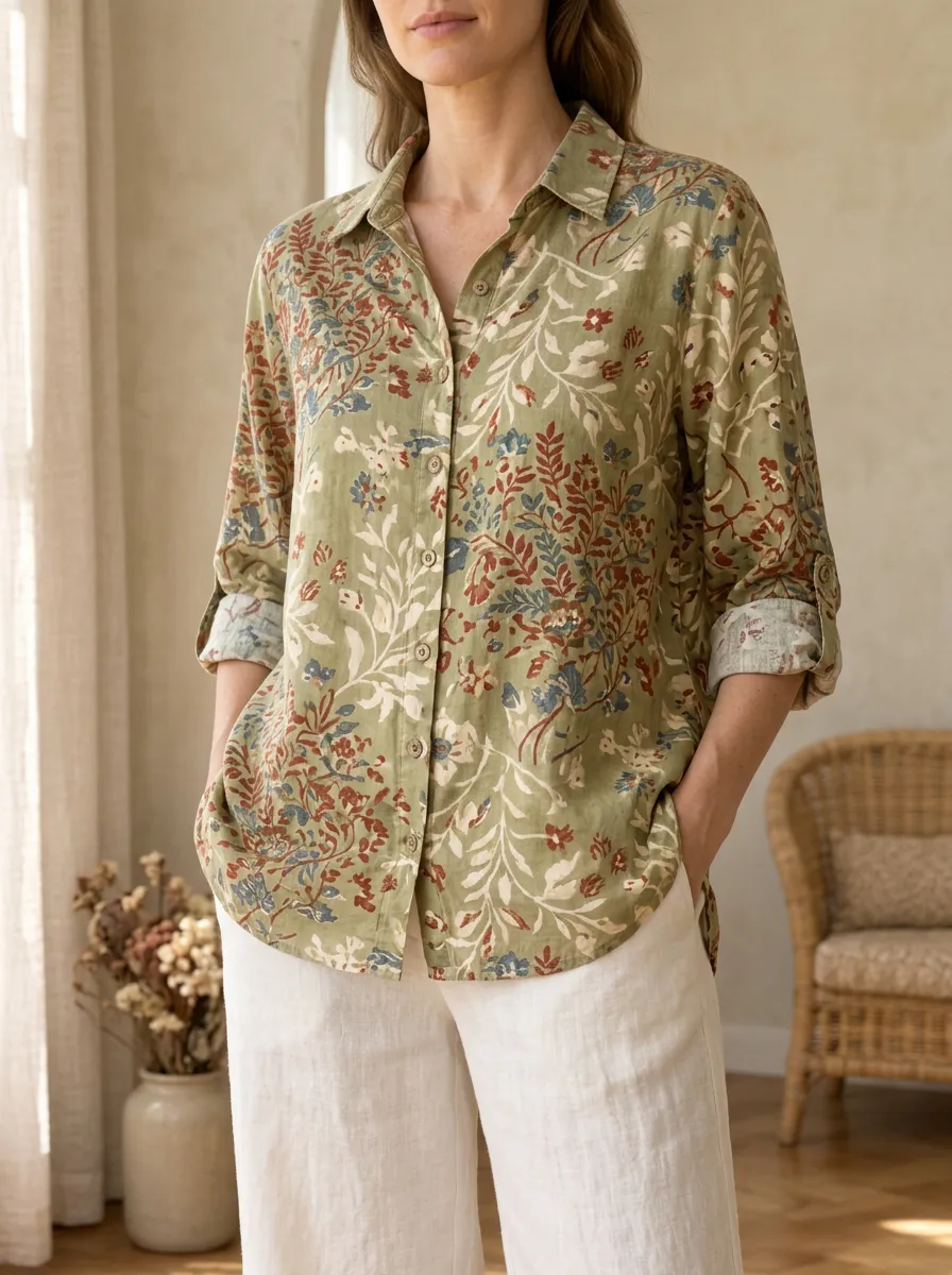 Women's Wildflower Vintage Botanical Floral Shirt
