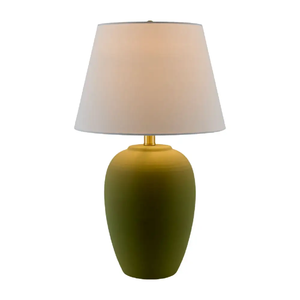 Painted Linen Shade Modern Ceramic Table Lamp