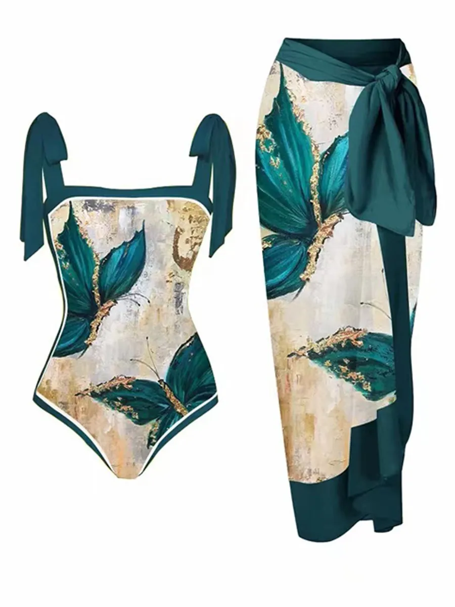 Natalie Chiffon Printed Swimsuit Set