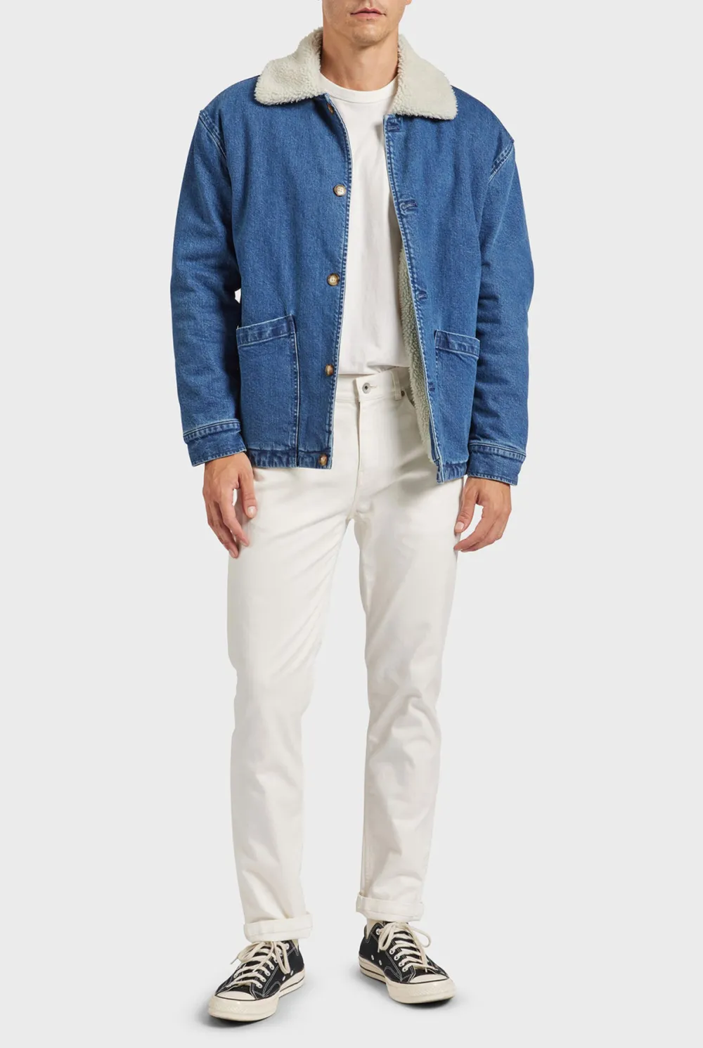 Fleece Lined Denim Button Front Jacket