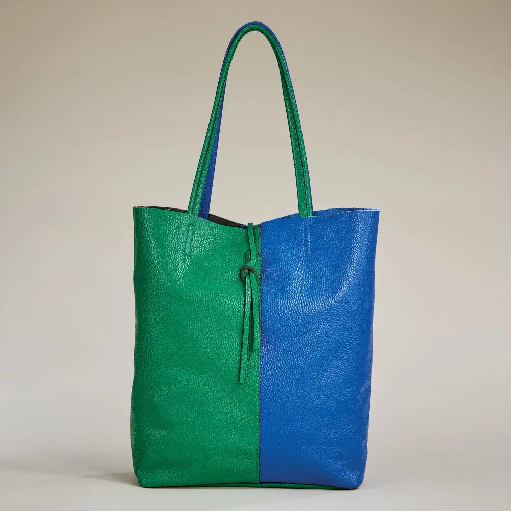 Crafted Look Leather Split Panel Tote Bag