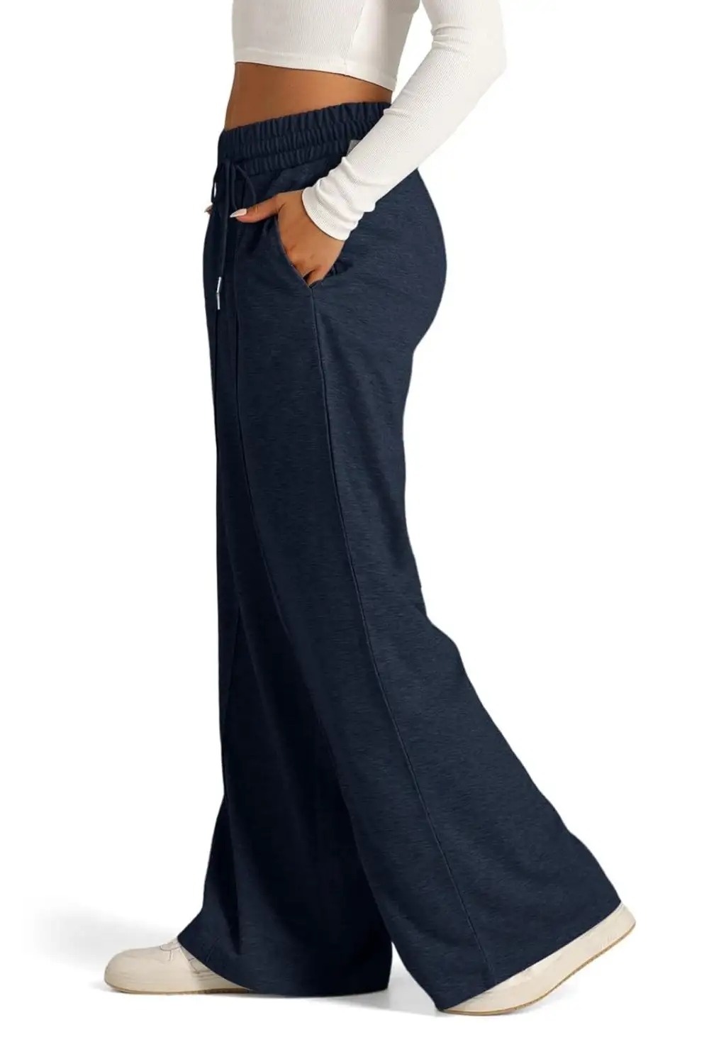 Relaxed Drawstring Elastic Waist Wide Leg Pants