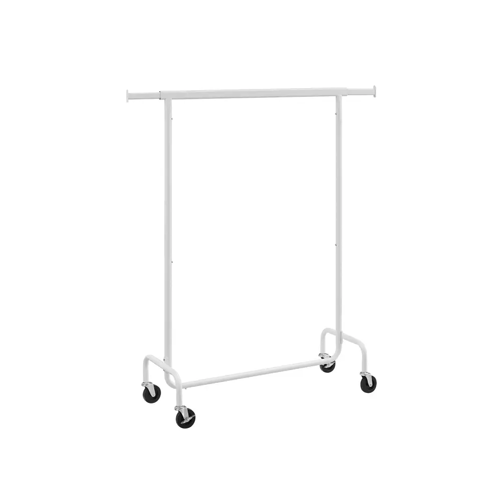 Adjustable Rolling Clothes Rail With Shelves