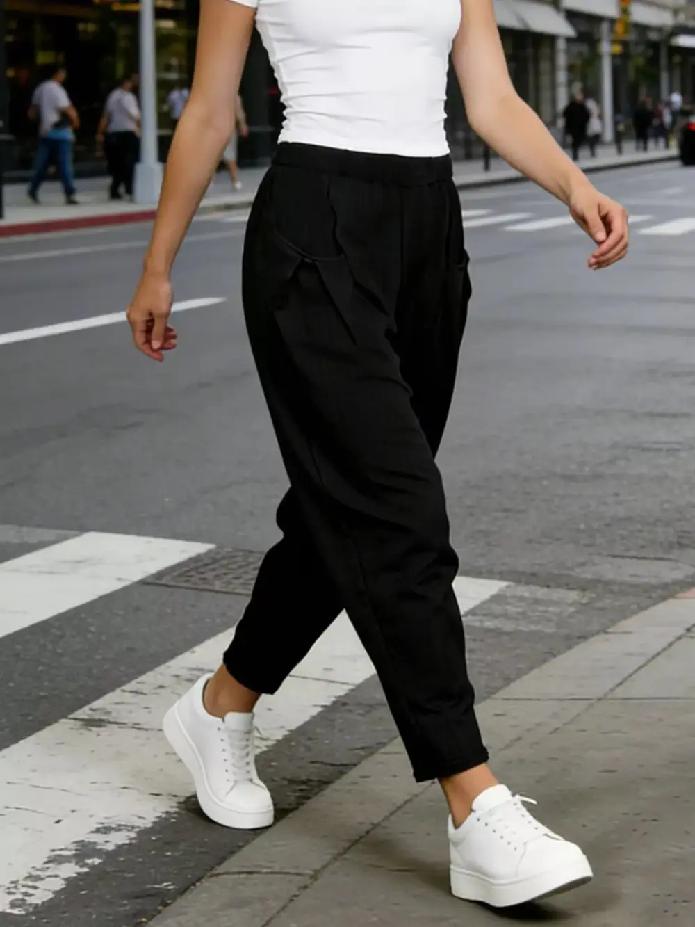Plus Size Casual Elastic Waist Harem Pants