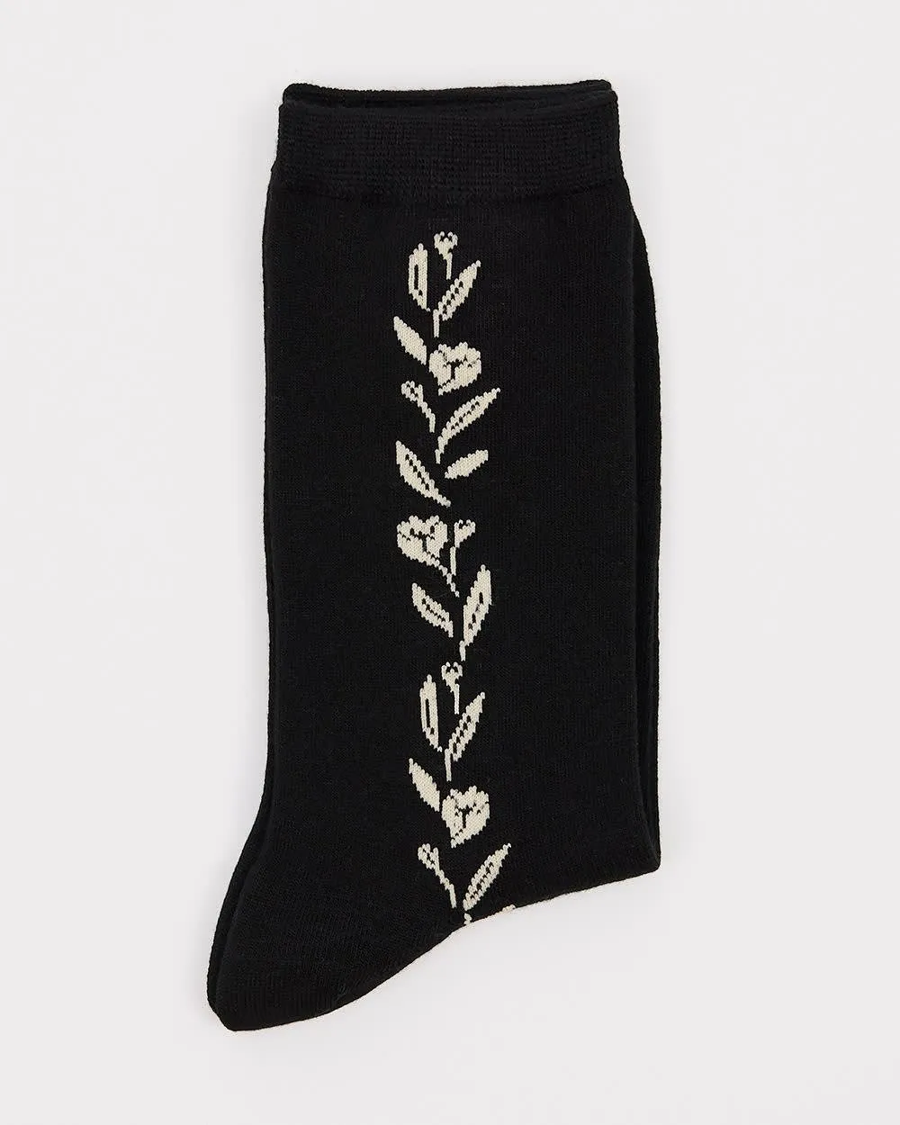 Bamboo Crew Socks With Floral Detail