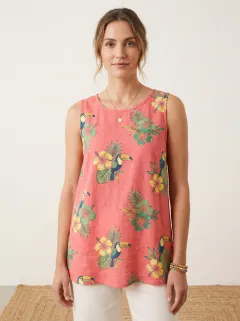 Toucan Hibiscus Floral Women's Loose Printed Tank Top