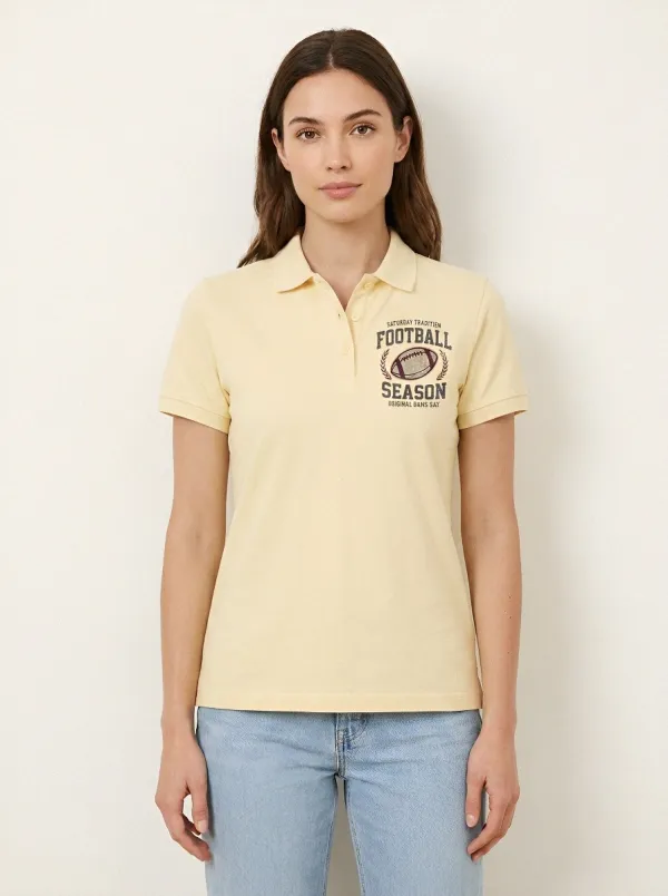 Women's Everyday Football Season American Football Printed Polo Shirt