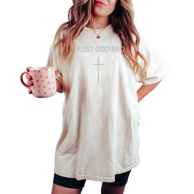 Men's Trust God Bro Cross Christian Minimalist Jesus Is Lord Women's Oversized Comfort T-shirt