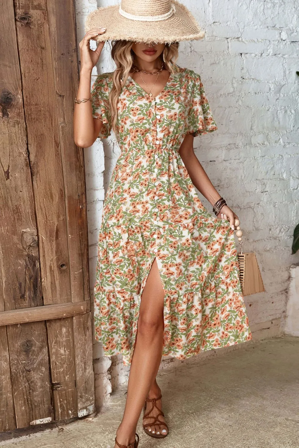 Soft Floral Midi Dress