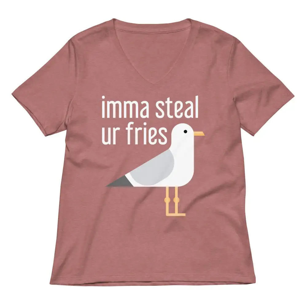 Fries Print V Neck Tee