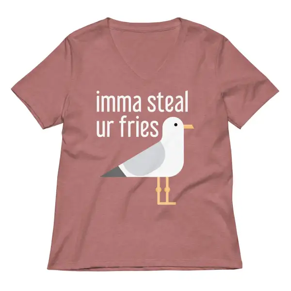 Fries Print V Neck Tee
