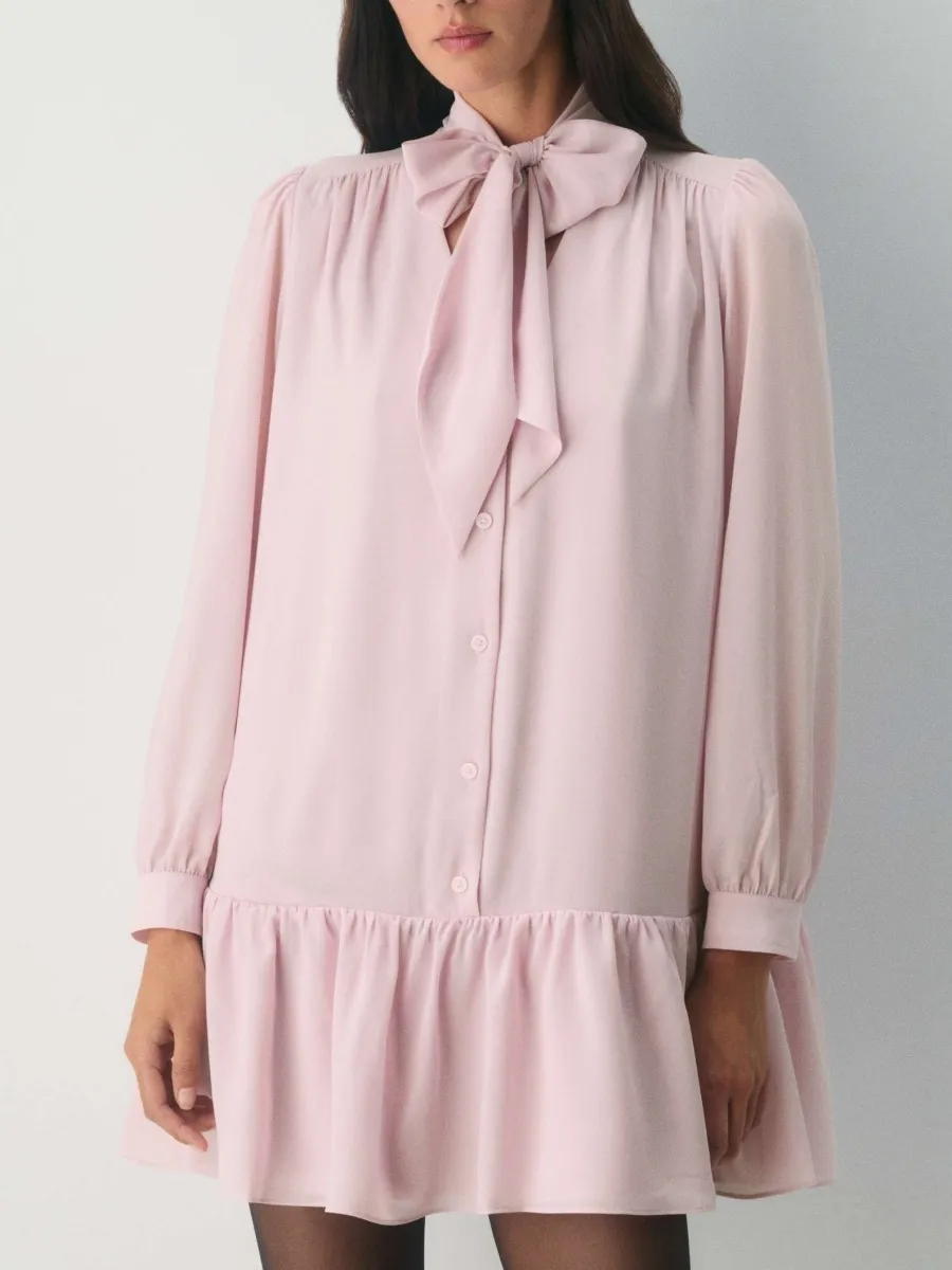 Ruffled Tied Neck Dress