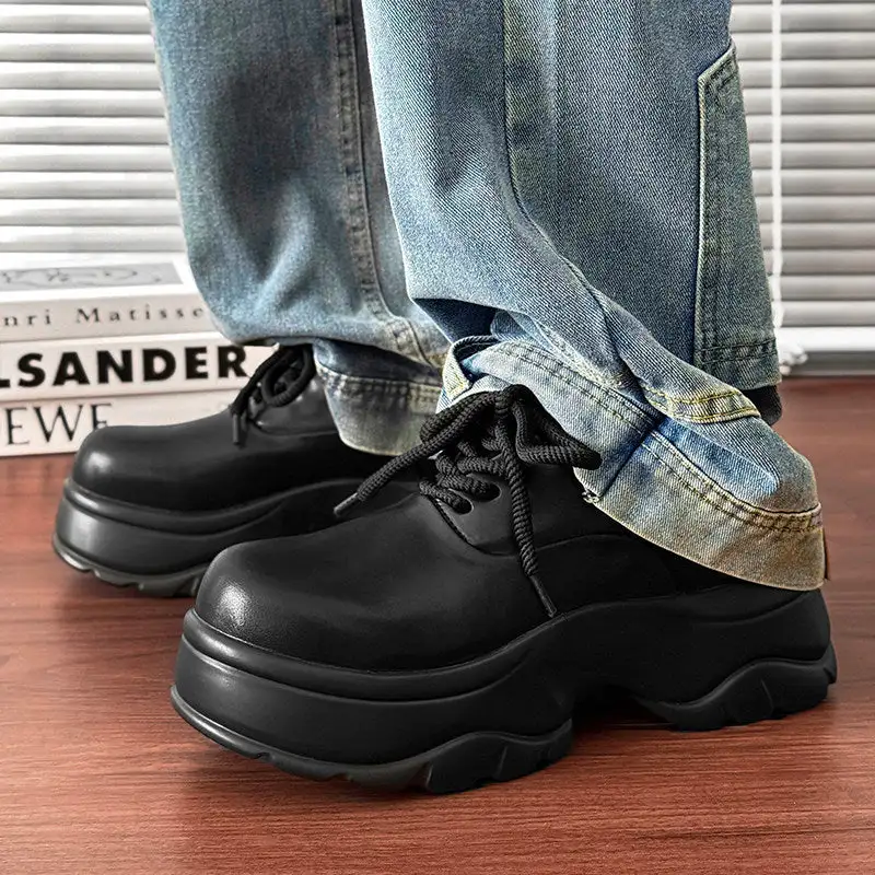 Platform Chunky Sole Leather Casual Shoes