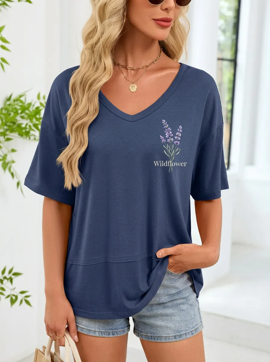Wildflower Lavender Floral T-Shirt