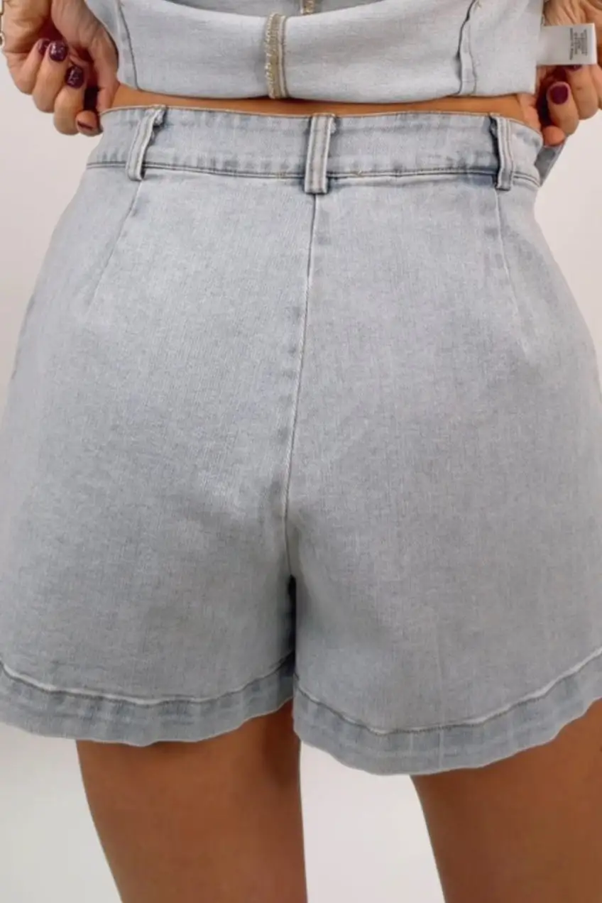 Pleated High Rise Shorts