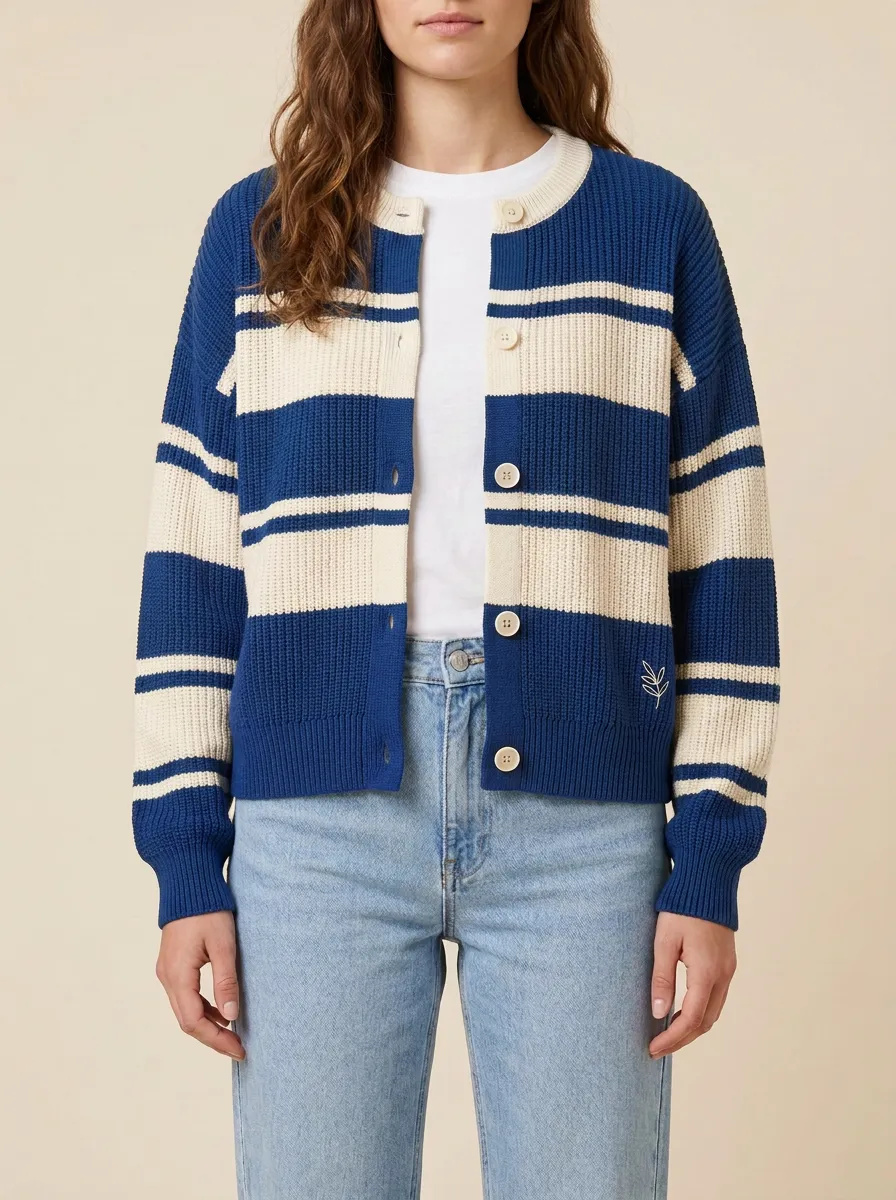 Everyday Knit Rugby Striped Knit Cardigan