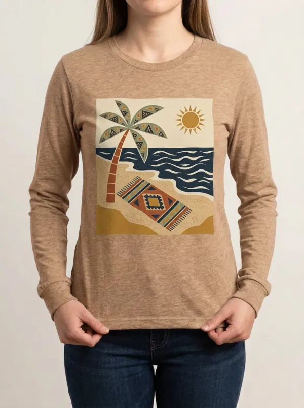 Beach Lover Boho Palm Tree Sun Long Sleeve T-Shirt
