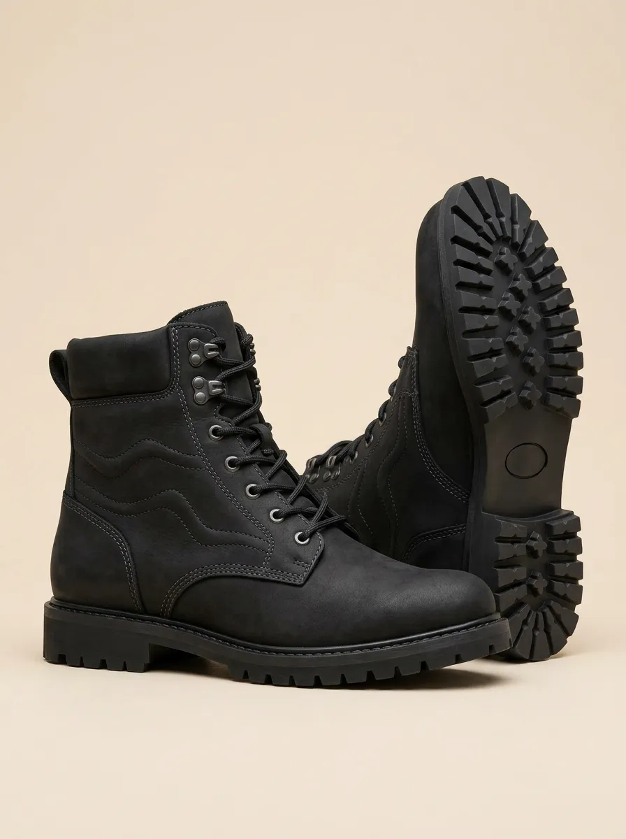 Unisex Wavy Pattern Print Work Boots