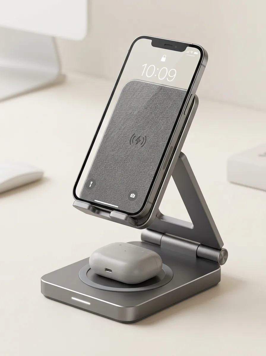Tech Enthusiast Minimalist Foldable Dual Wireless Charging Station