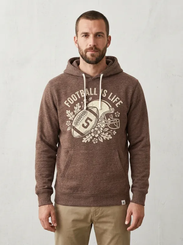 Men's Football Is Life Floral Helmet Printed Hoodie
