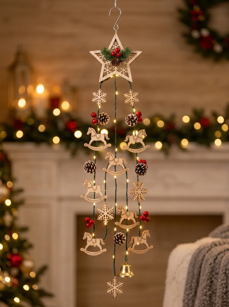 Rocking Horse Snowflake Christmas LED String Lights