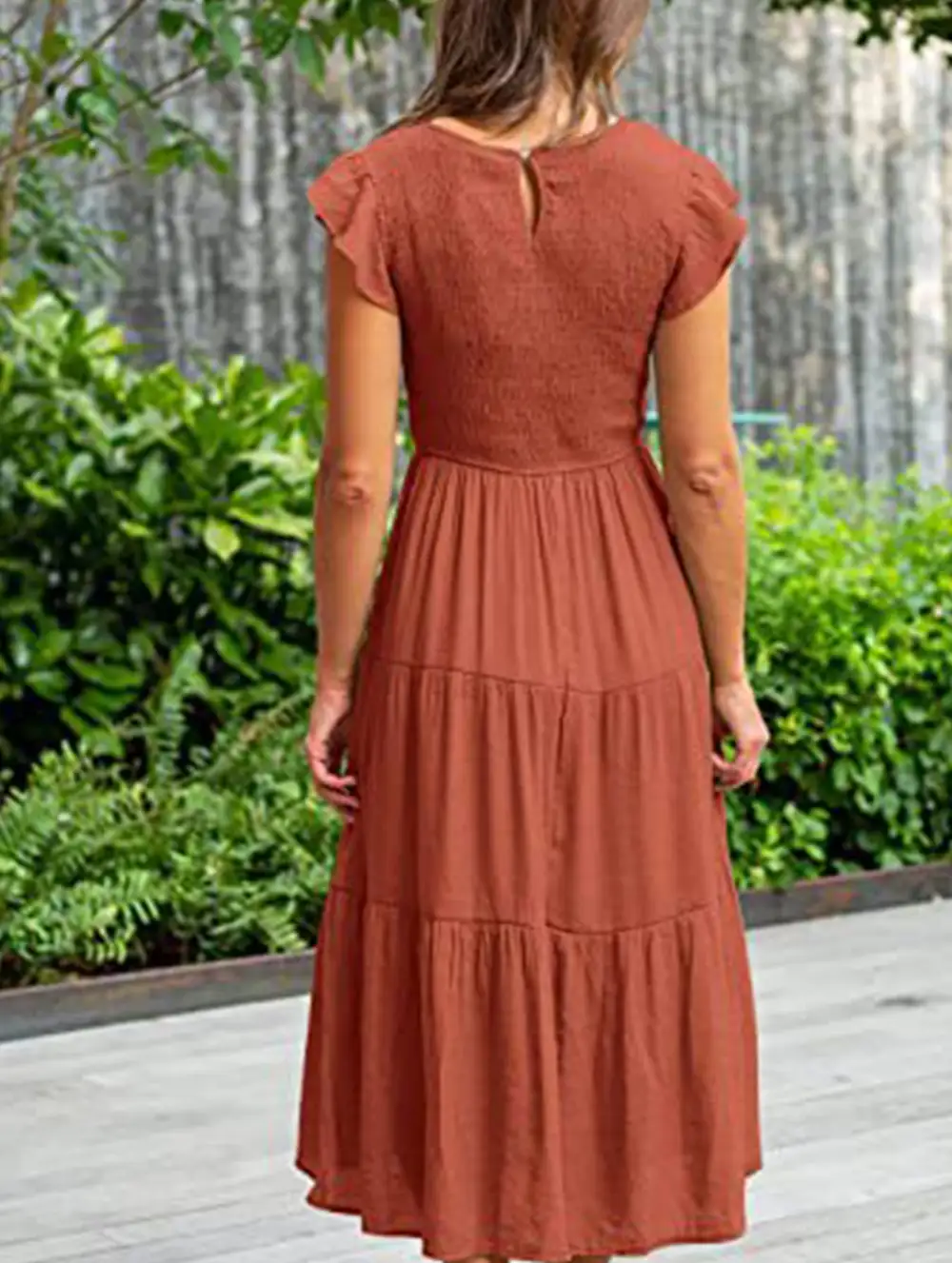 Flutter Sleeve Tiered Mini Dress