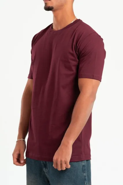 Burgundy Soft Cotton Crewneck Tee