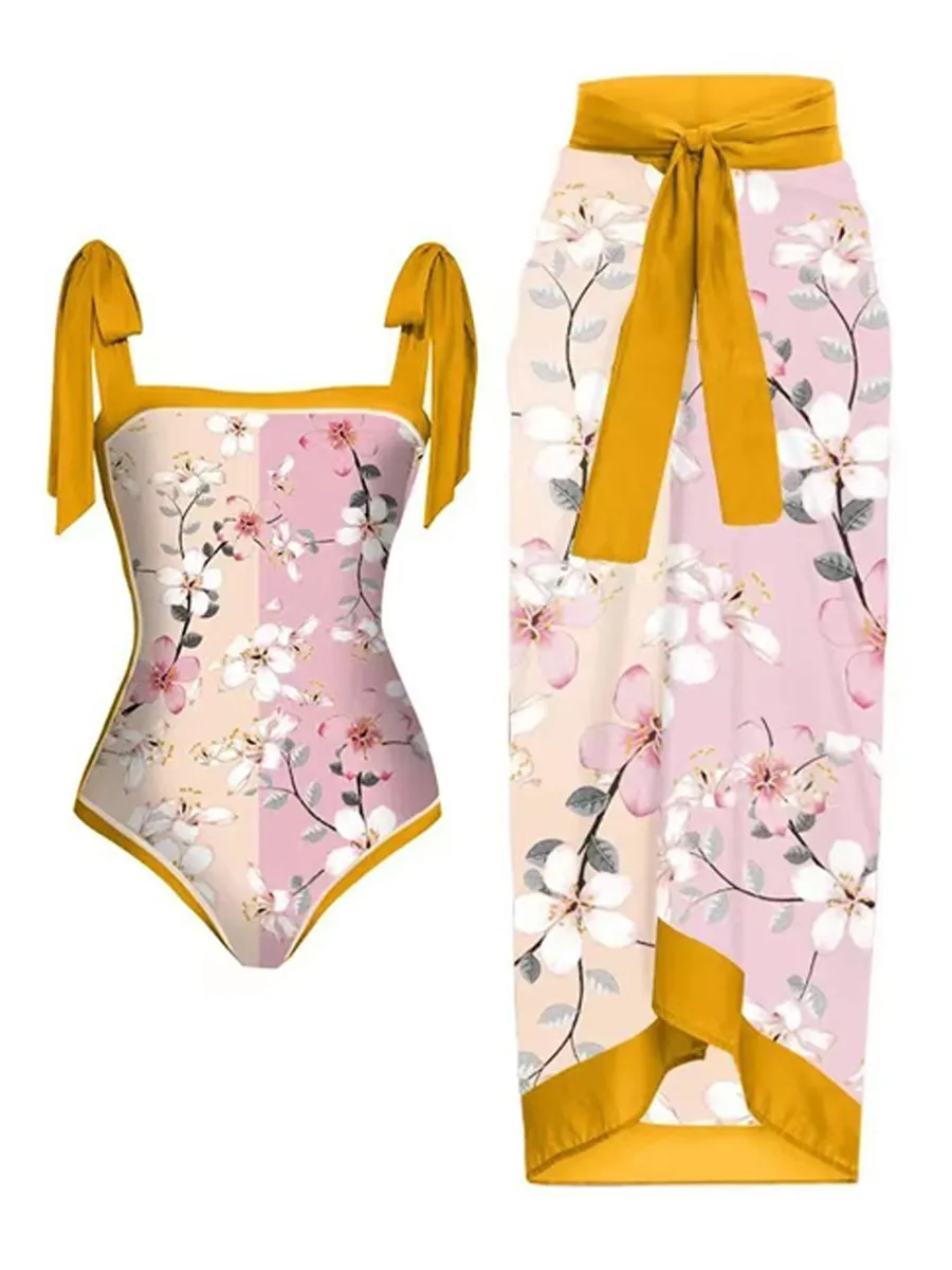 Natalie Chiffon Printed Swimsuit Set