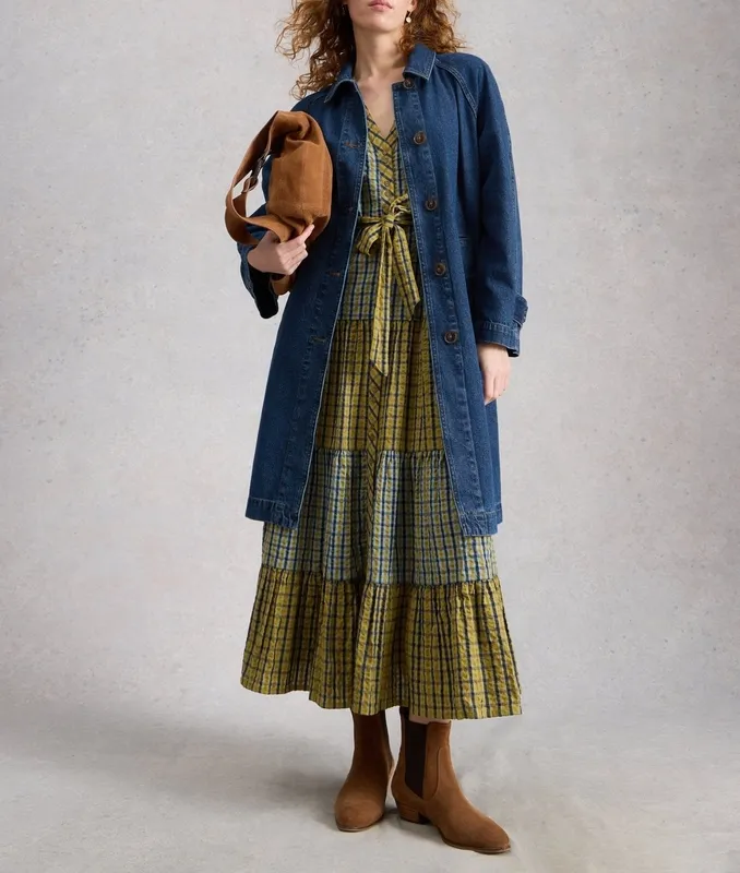 Cotton Denim Collared Coat