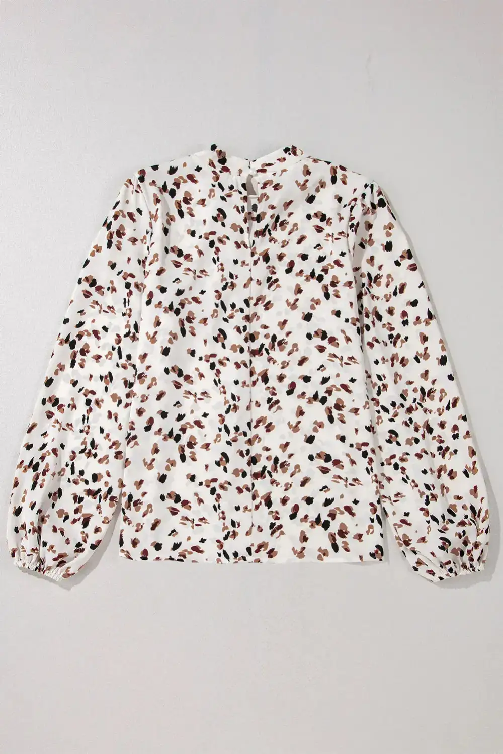 Leopard Print Pleated Puff Sleeve Blouse