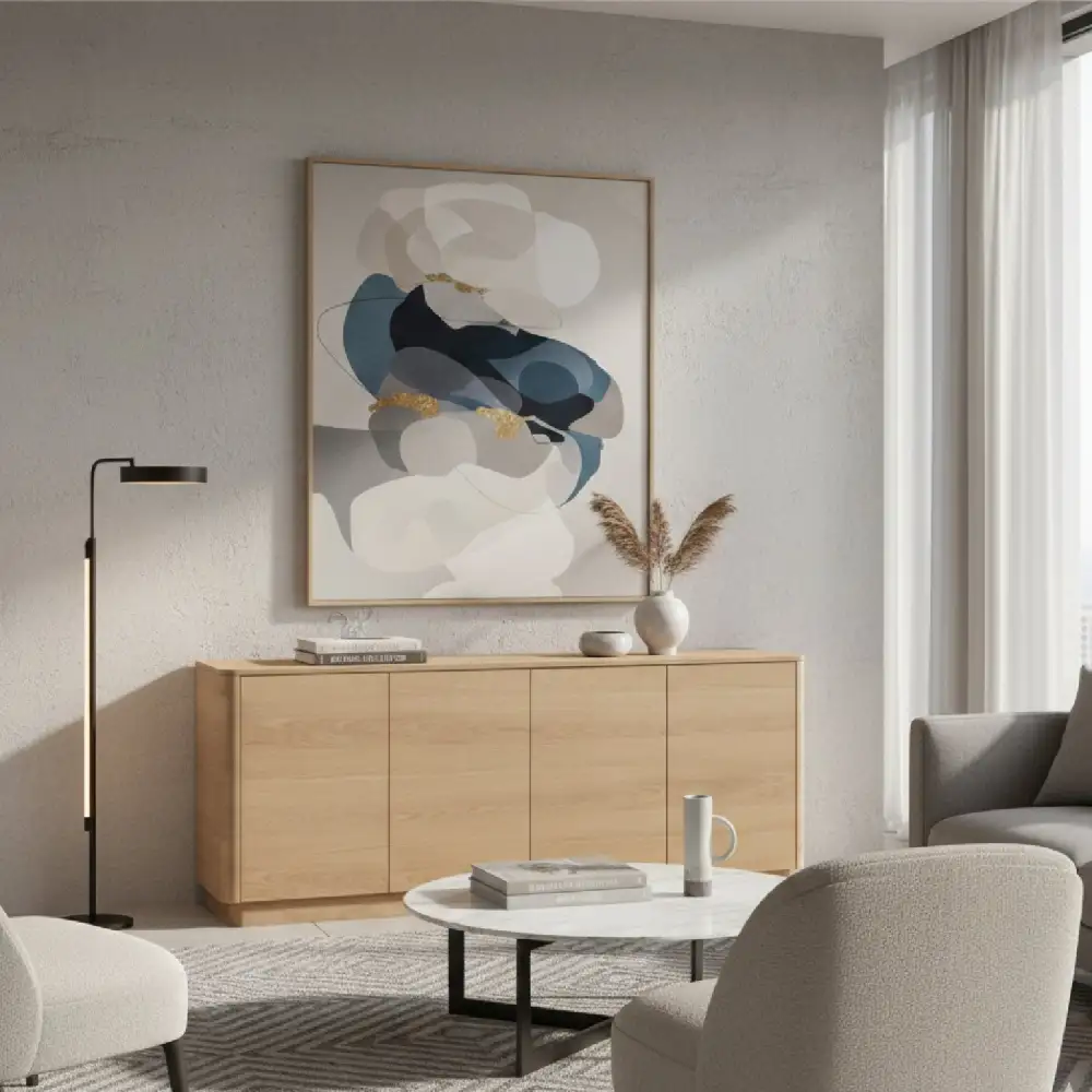 Refined Four-Door Wooden Sideboard