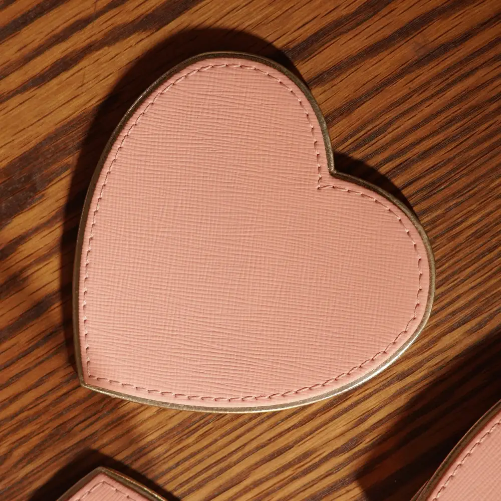 Pink Shaped Leather Coaster Set