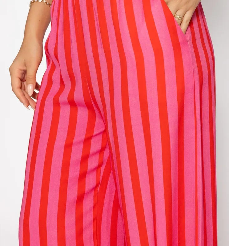 Pink Striped Wide Leg Pants