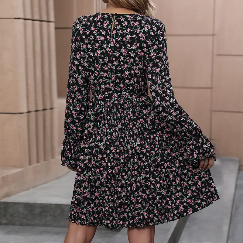 Women's Long-Sleeve Floral Ruffled Summer Maxi Dress