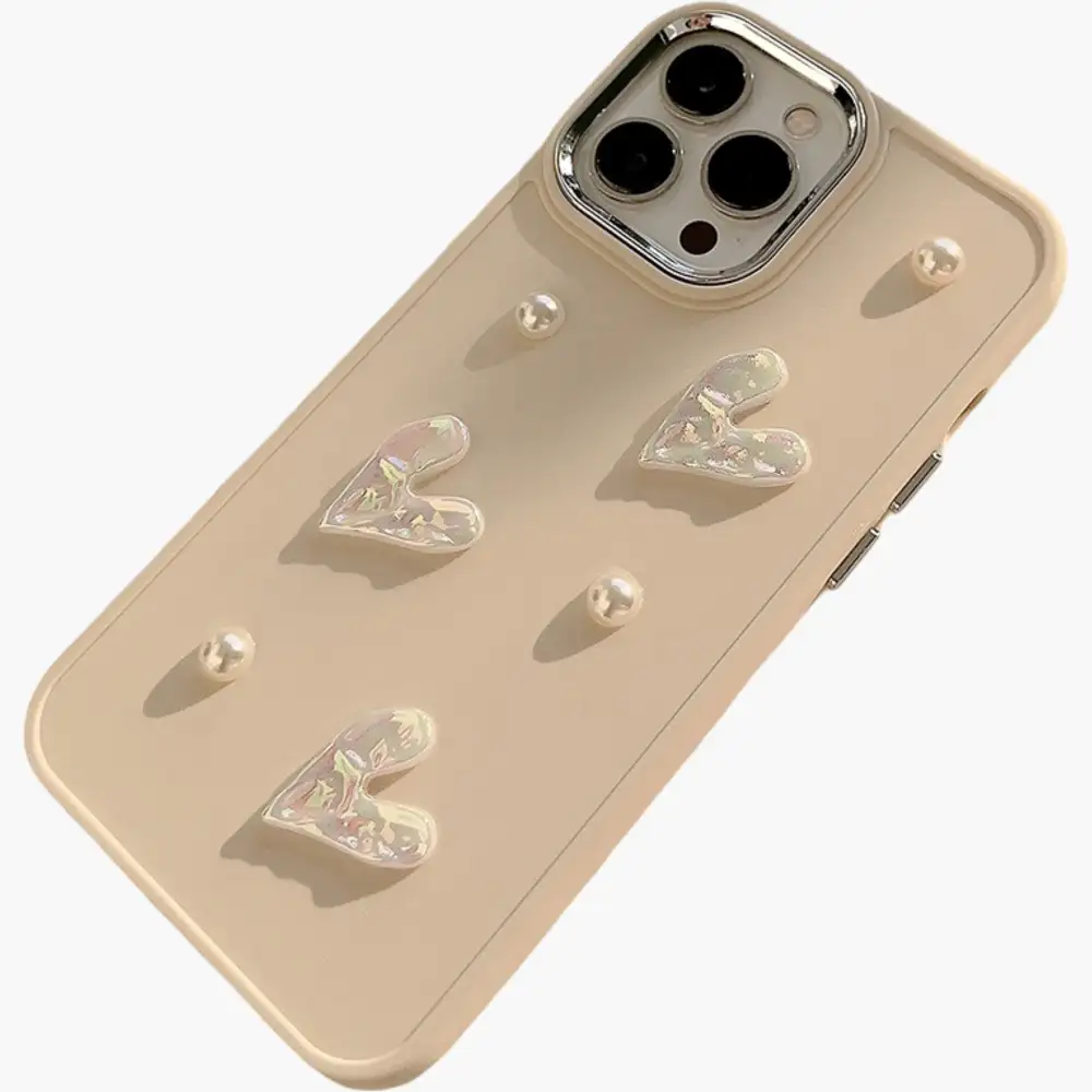 Heart Iridescent Pearl Detail Phone Case