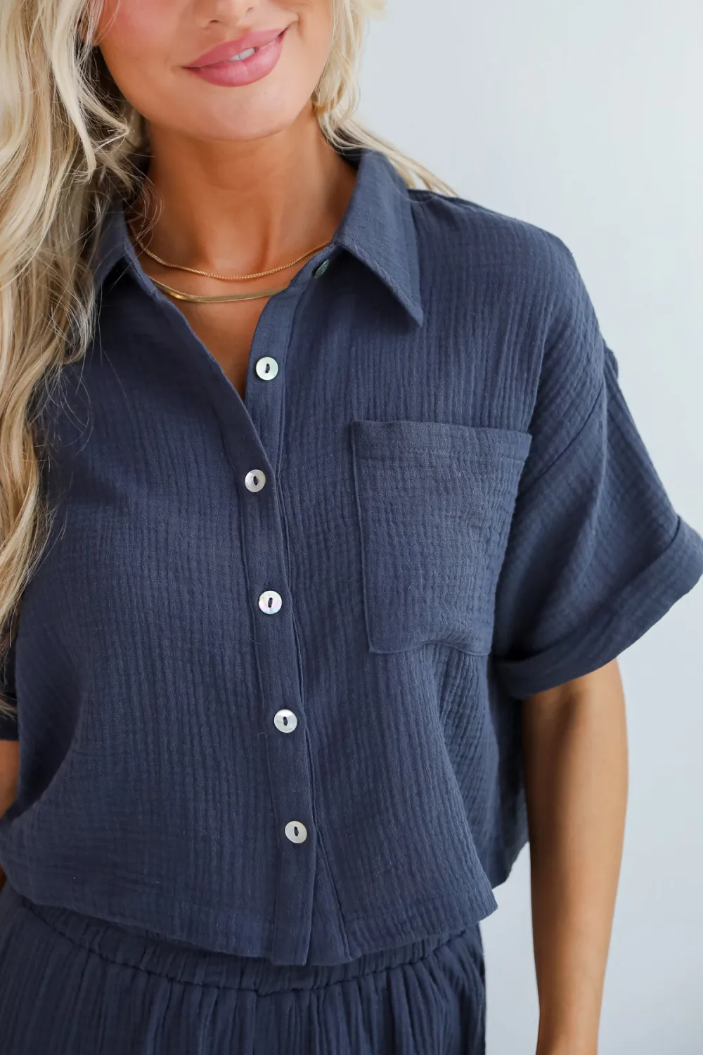 Charcoal Linen Blouse