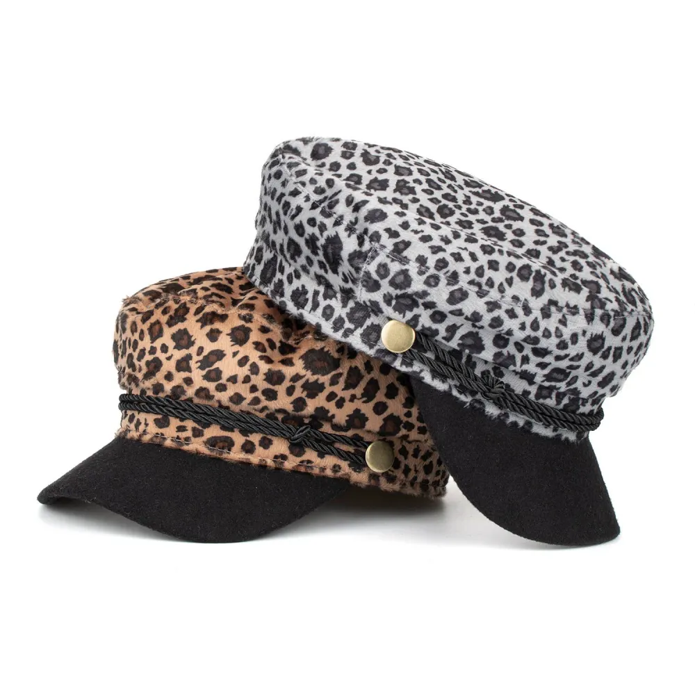 Leopard Print Printed Beret Hat
