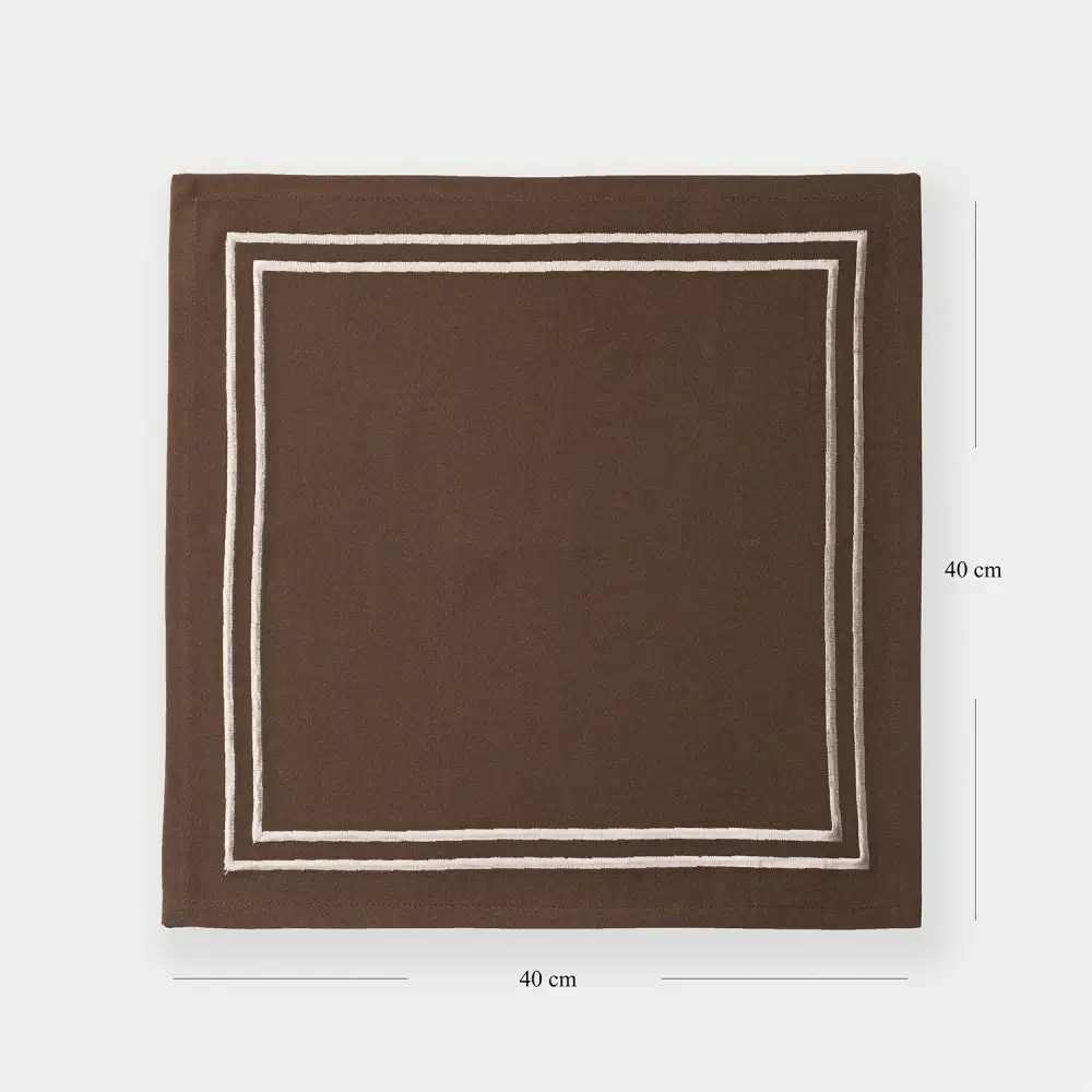 Brown Embroidered Cotton Napkins