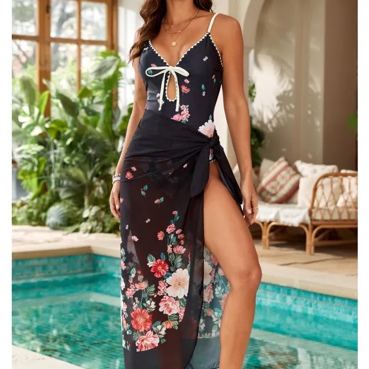 Women's Printed Swimsuit Cover-Up Set