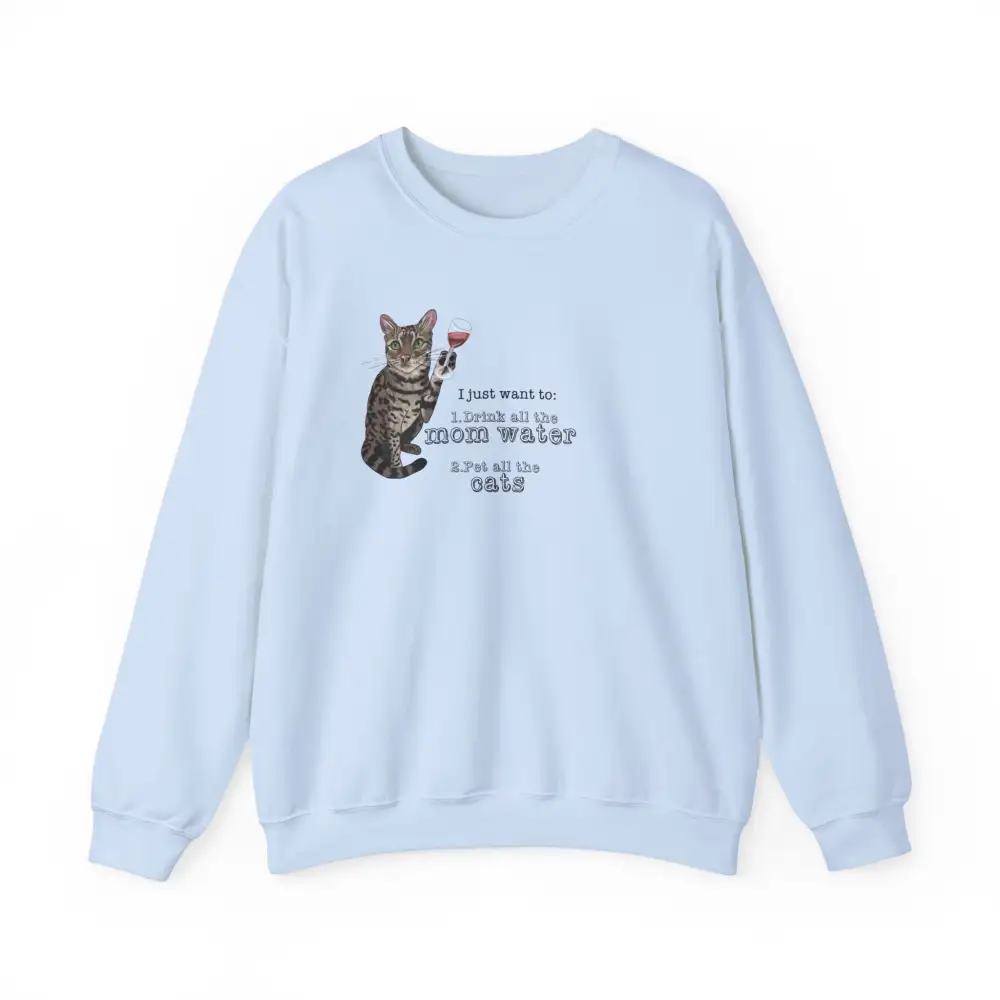 Cat Wine Humor Crewneck Sweatshirt