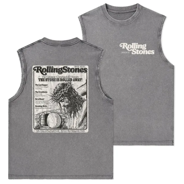The Stone Was Rolled Away Resurrection Christian Washed Tank Top