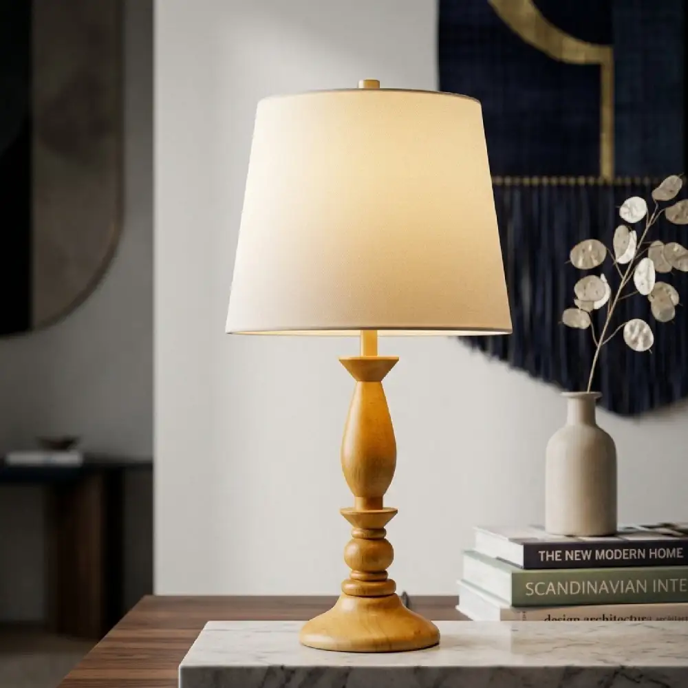 Linen Wood Veneer Table Lamp