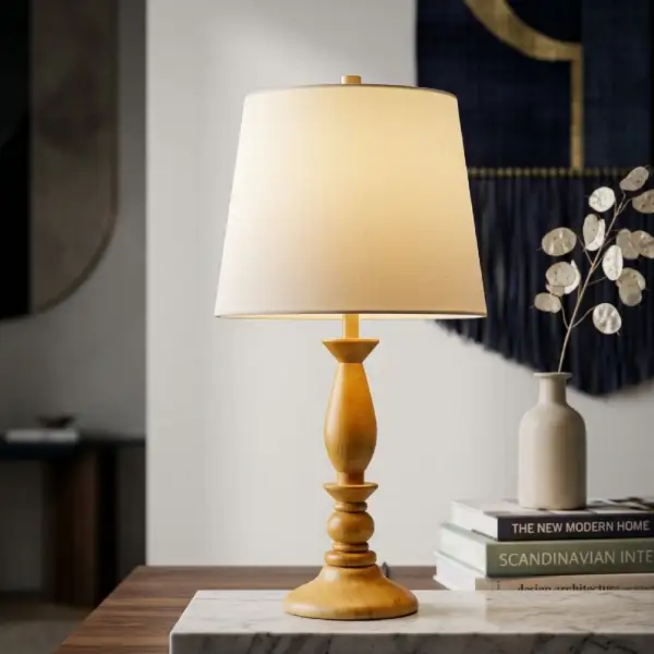 Linen Wood Veneer Table Lamp