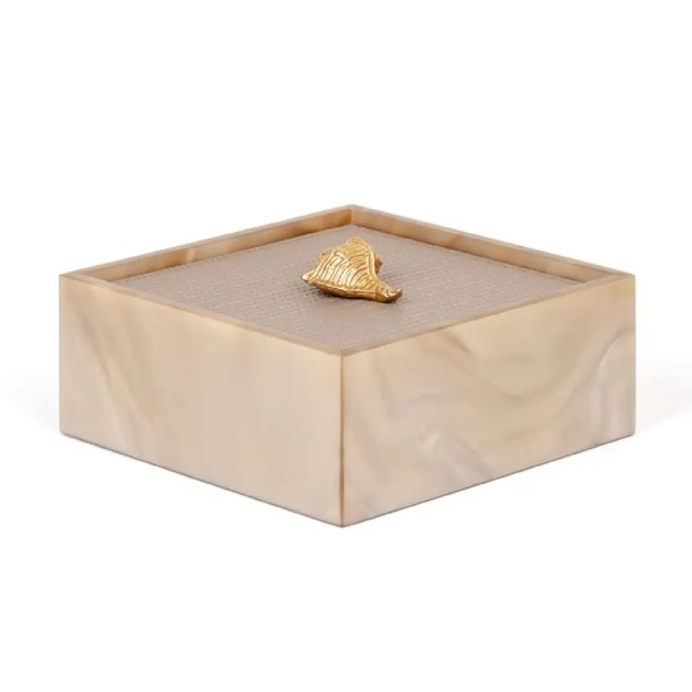 Textured Leather Lidded Square Box