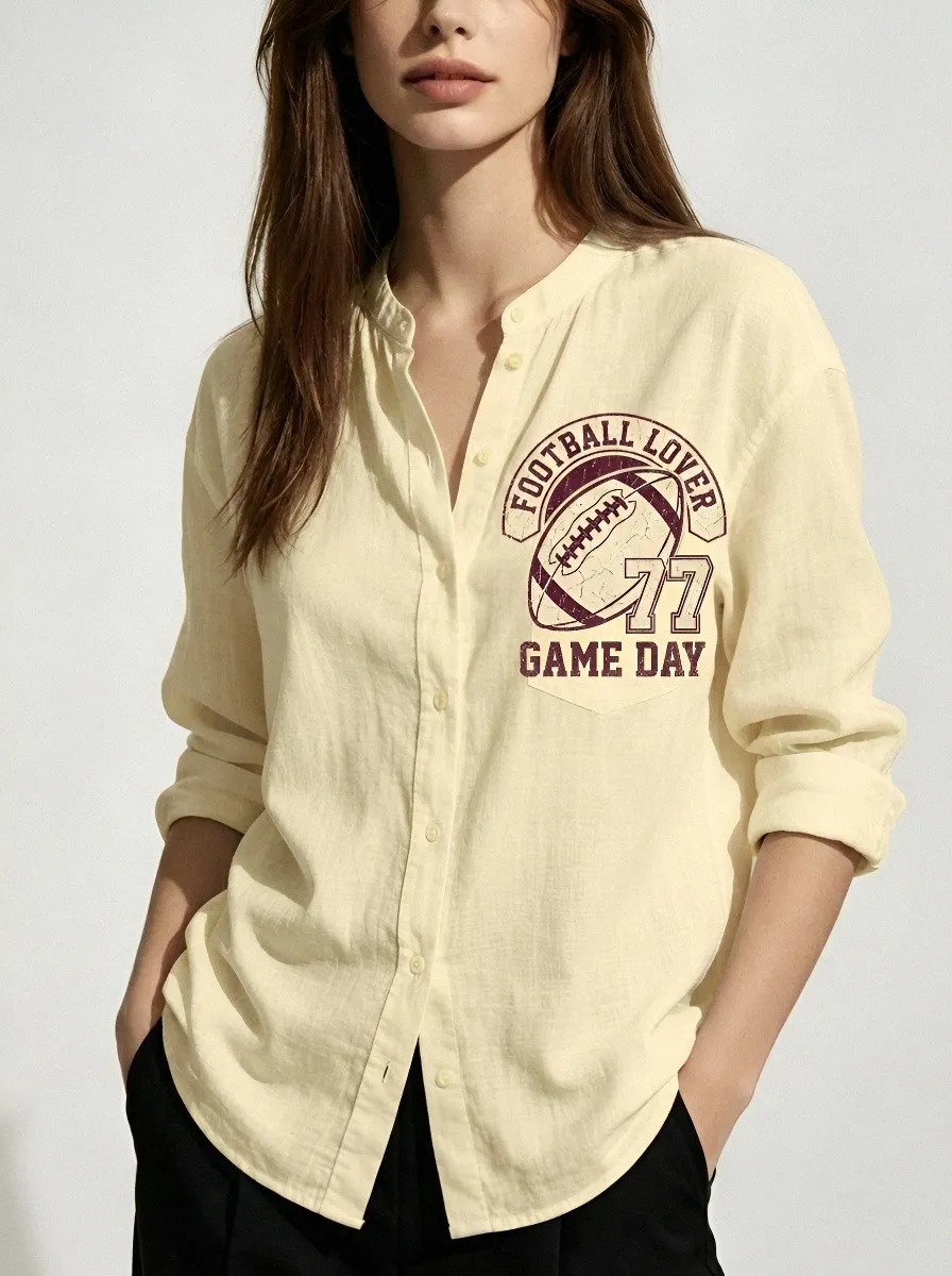 Women's Football Lover Game Day Printed Shirt
