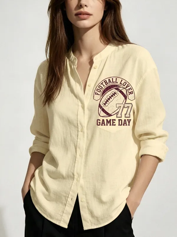 Women's Football Lover Game Day Printed Shirt